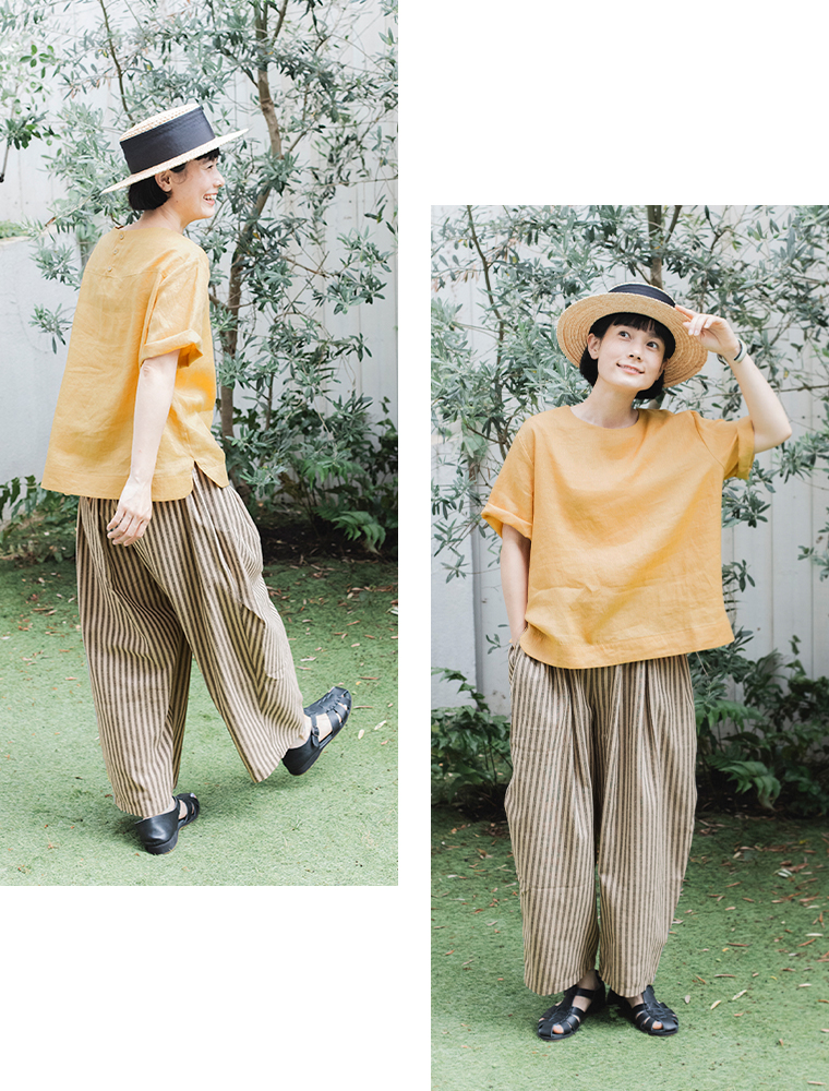 D*g*y　別注　リネンTEEブラウス　あまなつの着こなし