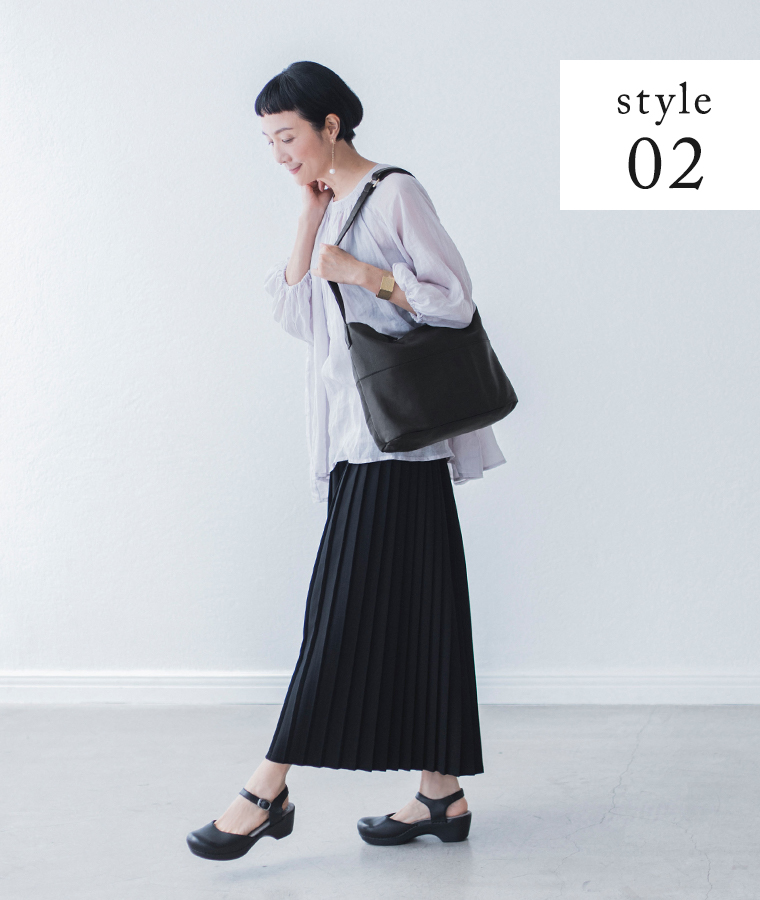 【 perche 】ガーメントレザーショルダーバッグ STYLE02 クラシカルコーディネート