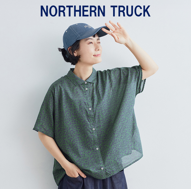 NORTHERN TRUCK コットンフラワープリントワイドブラウス