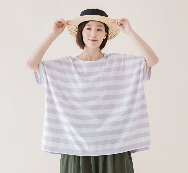 &yarn レーヨンリネン裾ギャザーパンツ 置き画像と生地アップ