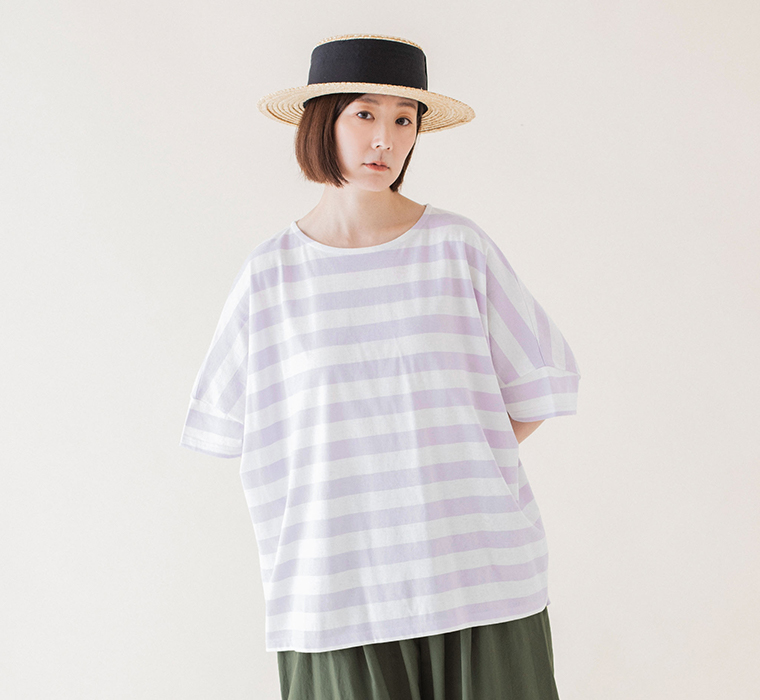 &yarn レーヨンリネン裾ギャザーパンツ ピンクのコーディネート