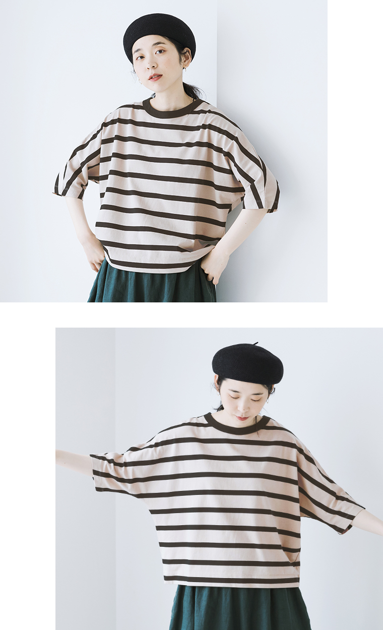 nop de nod　USコットン5分袖Tシャツ ボーダー 上半身寄り