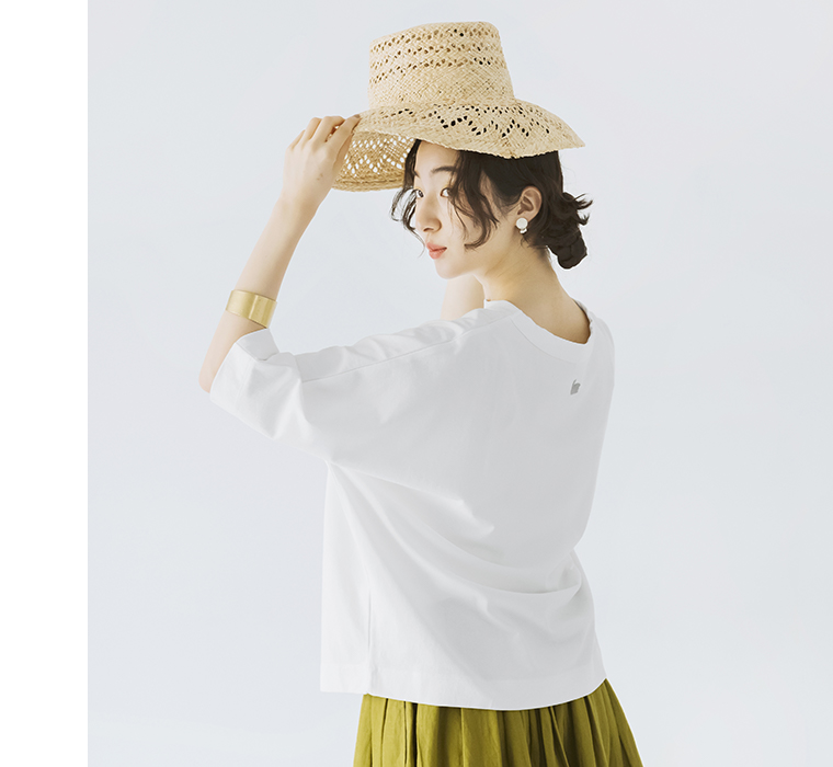 nop de nod　USコットン5分袖Tシャツ ホワイト 上半身寄り