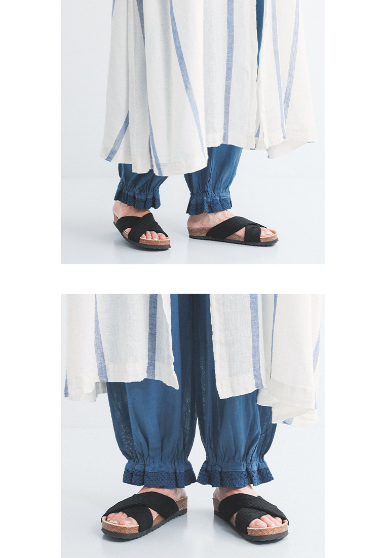 kinako  シングルガーゼ　裾レースペチパンツ　裾アップ