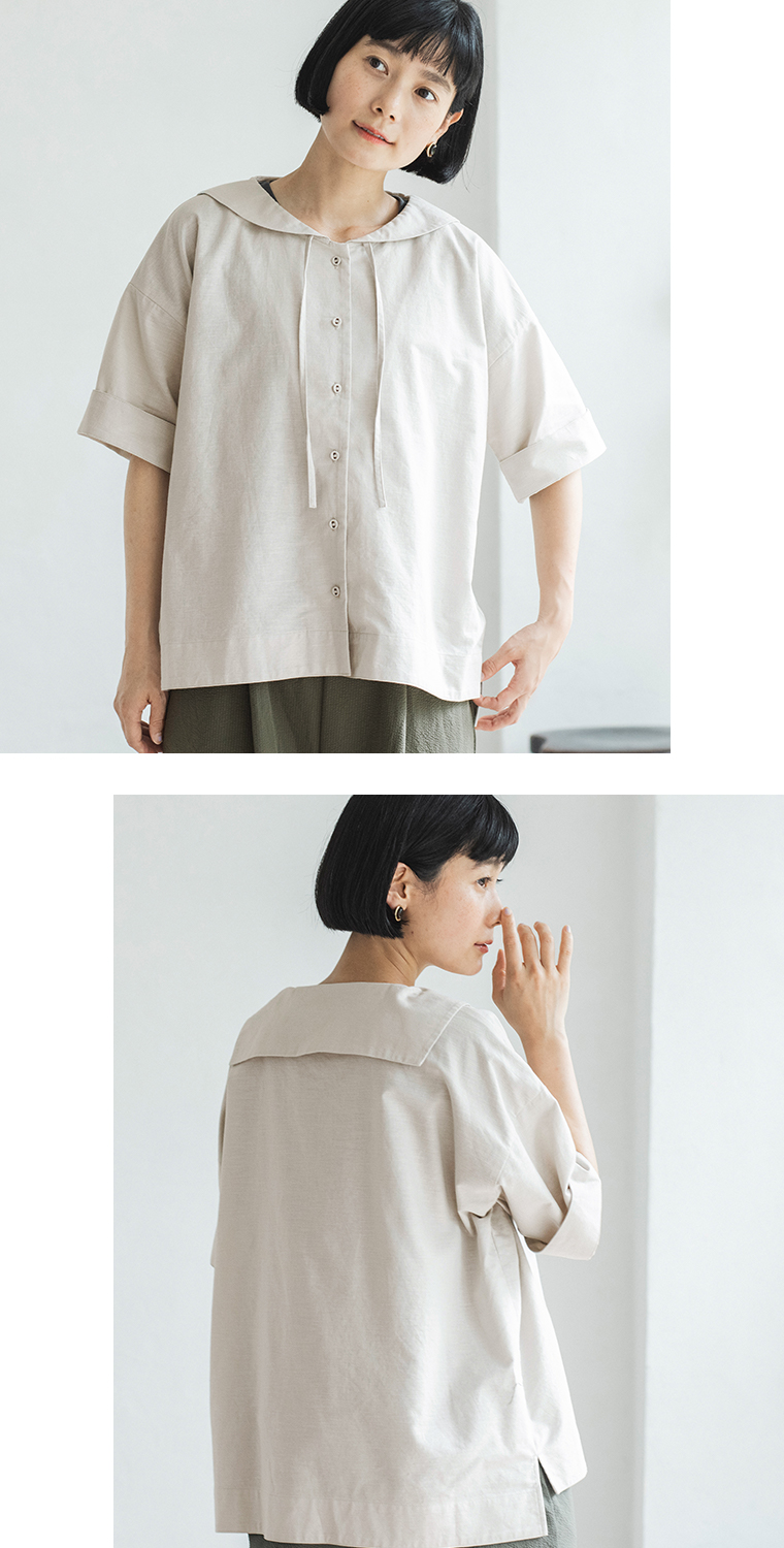 &yarn セーラーカラーブラウス上半身前後