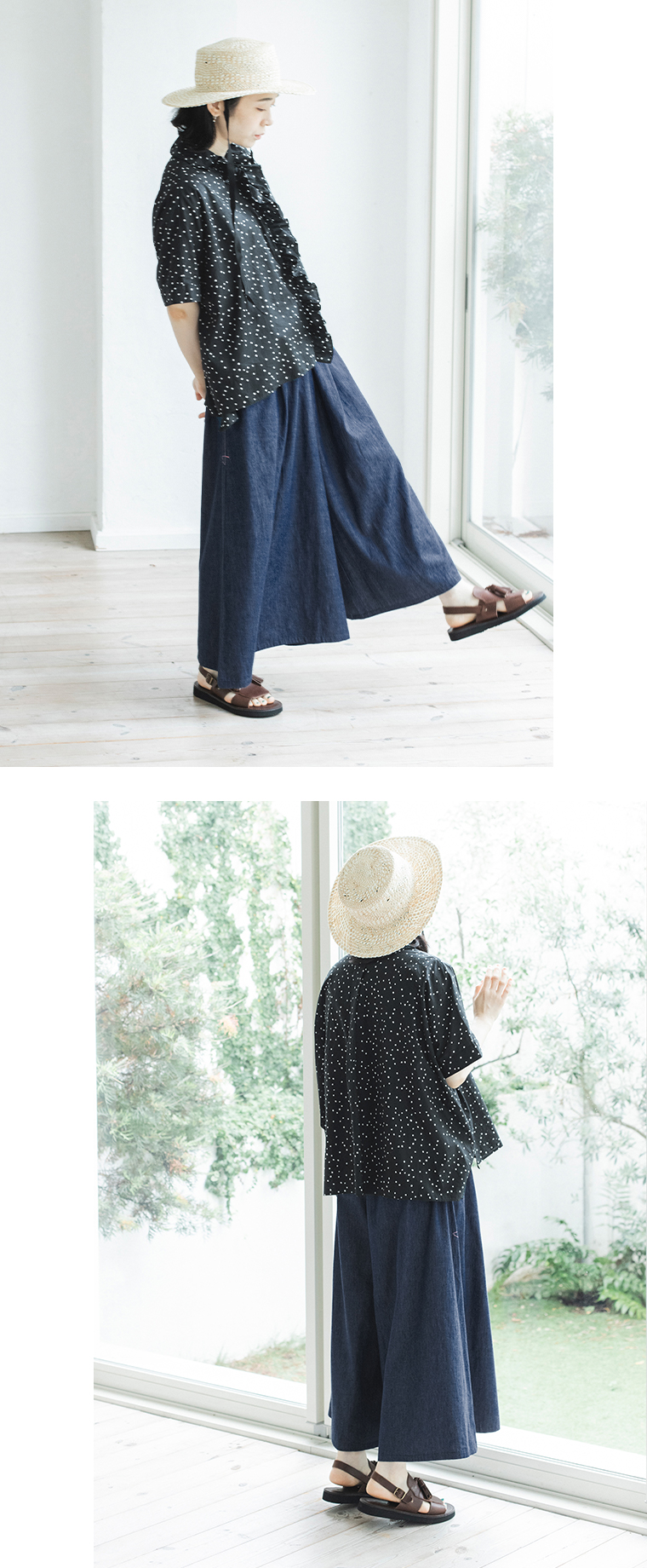 nop de nod ローンフリルブラウスの裾の前後差
