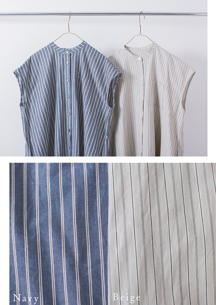&yarn わたしの大人服。 ストライプワンピース かけ＆置き写真