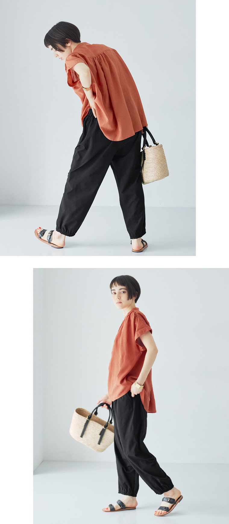 &yarn ジョガーパンツ(ブラック)の全身後ろと横
