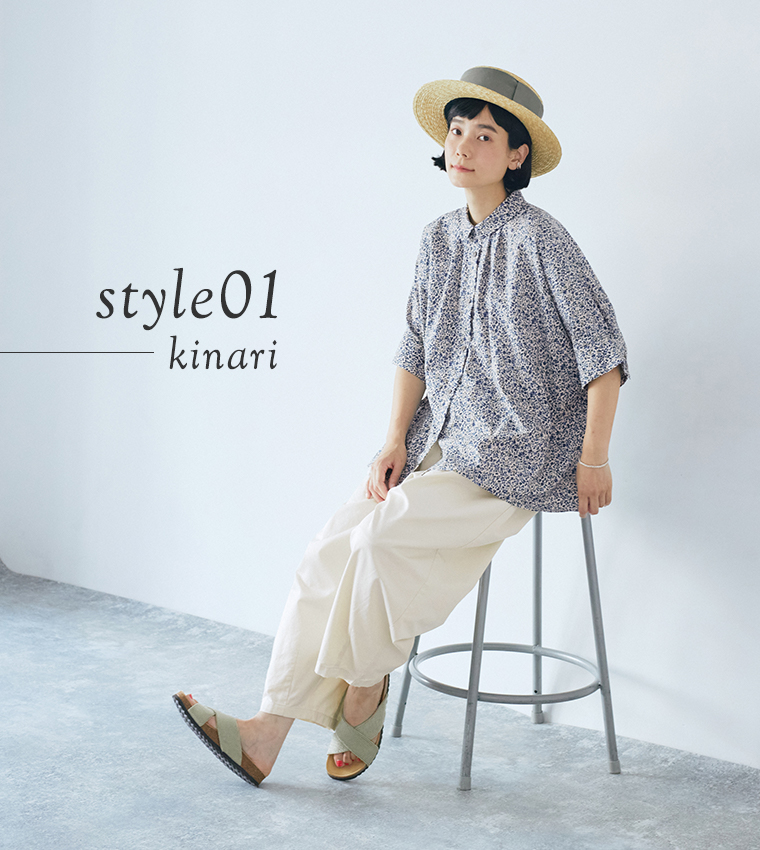 &yarn コットン花柄ブラウス キナリ