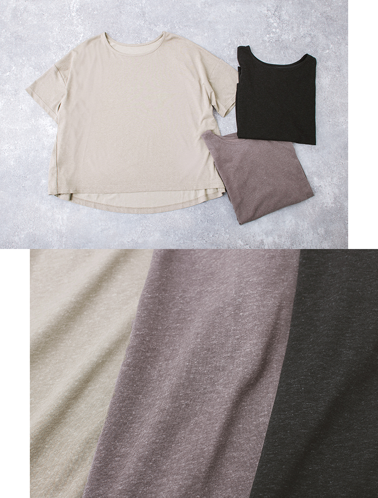 &yarn コットンリネン混バックフレアTシャツ 置き画像