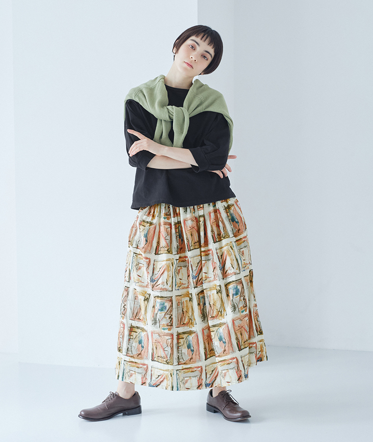 ichi インクジェットプリントスカート