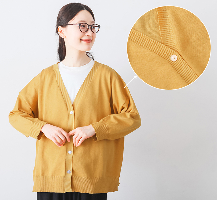 【 COLORK 】コットン100％ニット袖ふわっとカーディガン カーディガン寄り＆生地寄り
