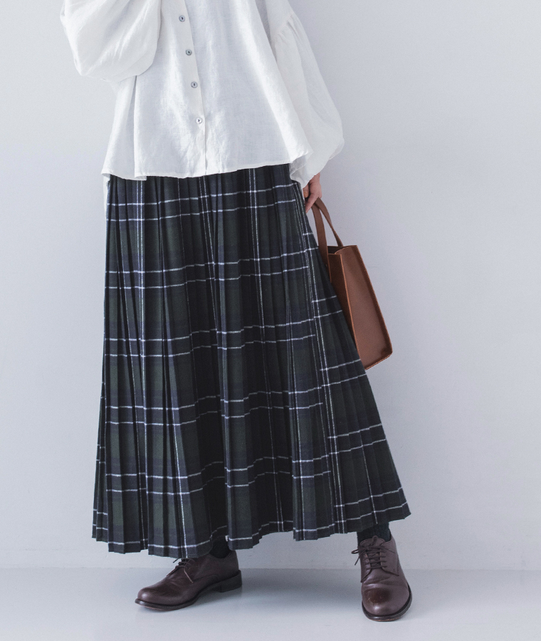 【 refined works 】 起毛チェックプリーツスカート