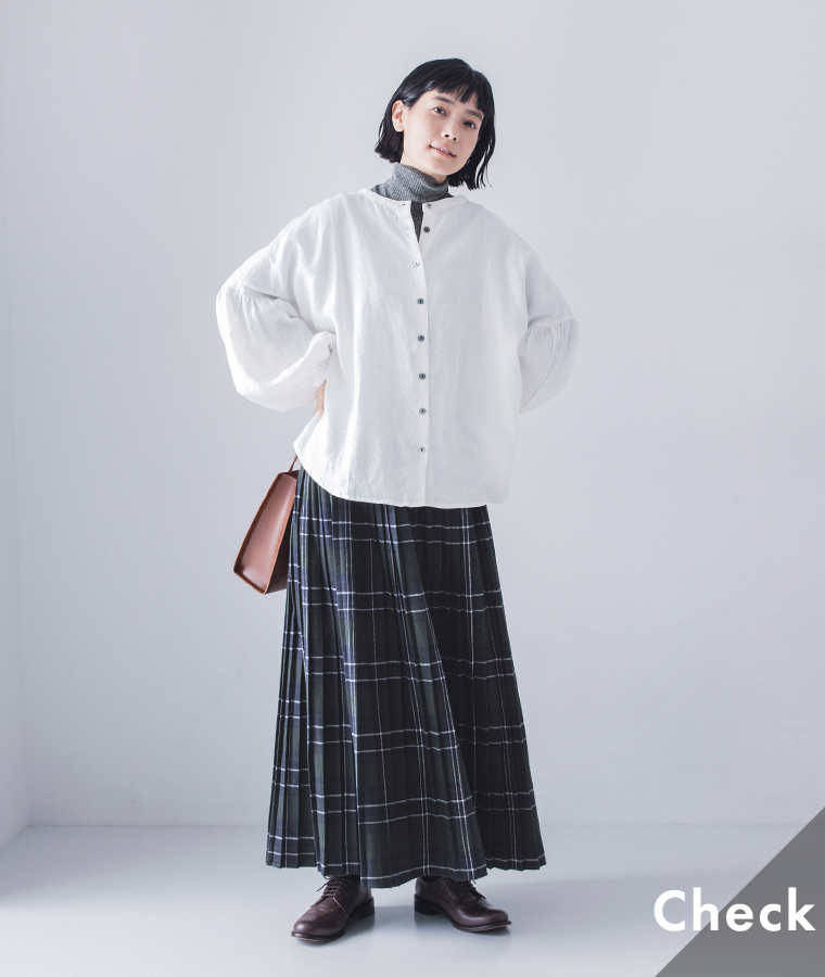 【 refined works 】 起毛チェックプリーツスカート