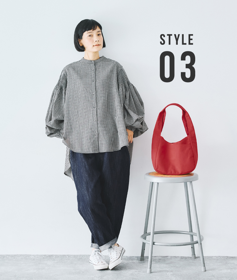 ista-ire　コットンリネンデニムパンツ ブラウス合わせ 裾折