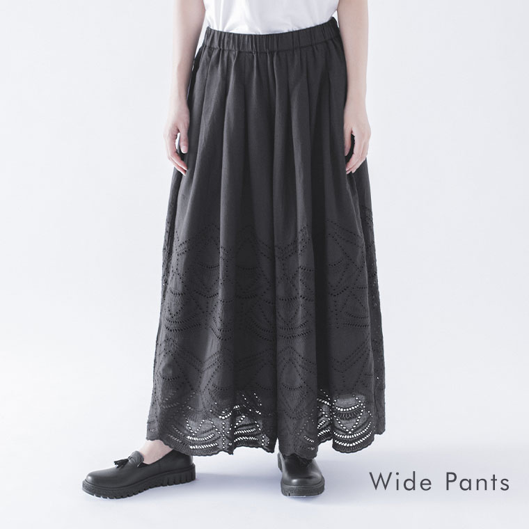 &yarn  カットワークレースワイドパンツ