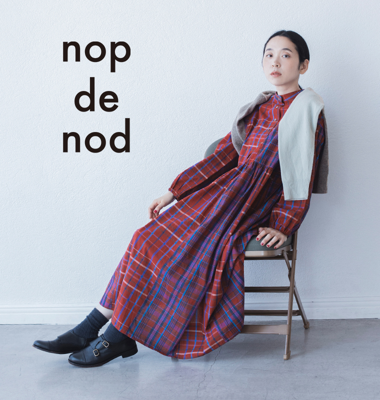 nop de nod タイプライターオリジナルチェック2way切り替えワンピース