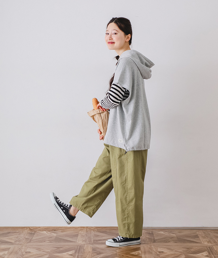 【 le colis 】フーディベスト 全身コーディネート