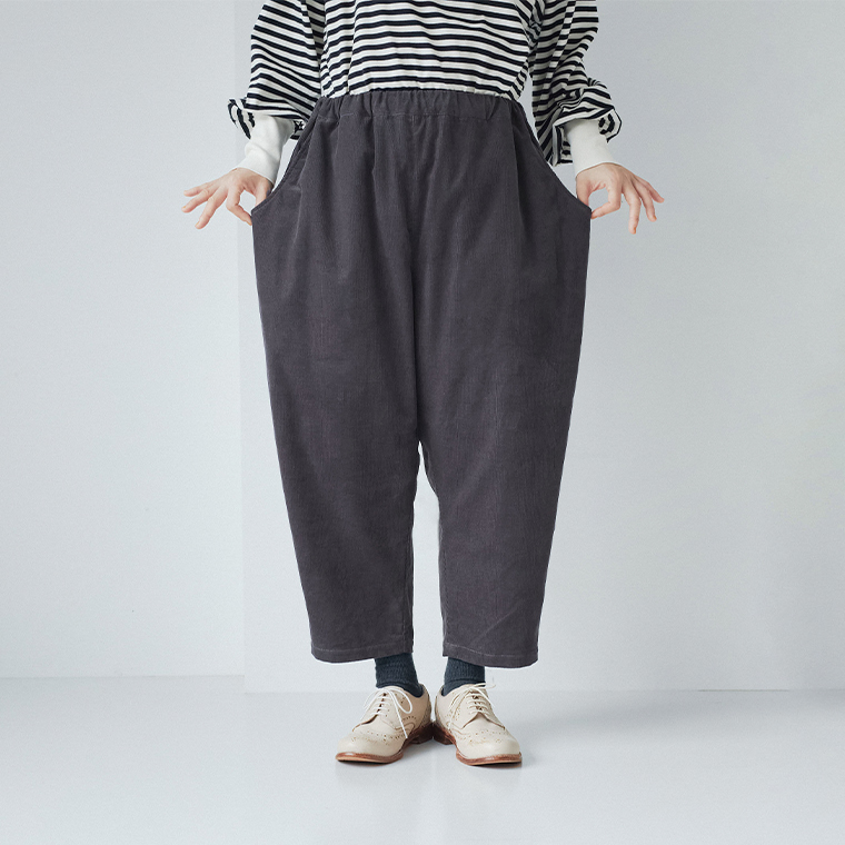 ista-ire 着丈選べる 細畦コーデュロイよくばりパンツ アッシュネイビー アイテムイメージ