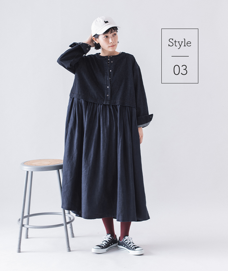&yarn デニムドッキングワンピース(カジュアル)のコーディネート