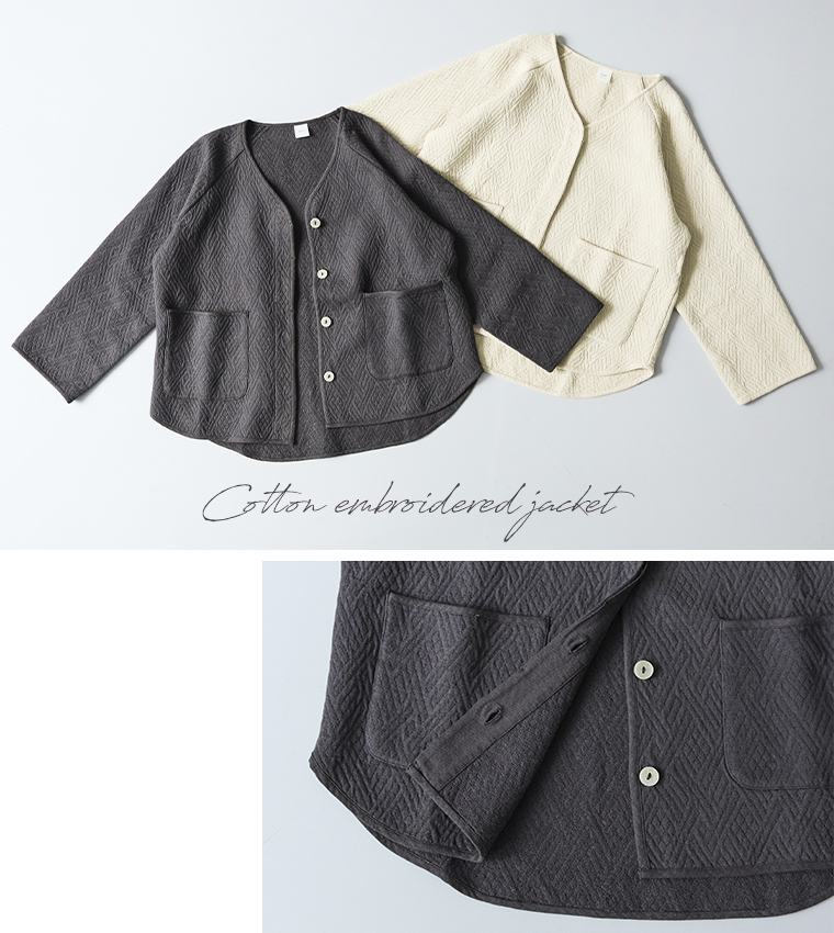 &yarn  コットンジャカードジャケット　2色置き