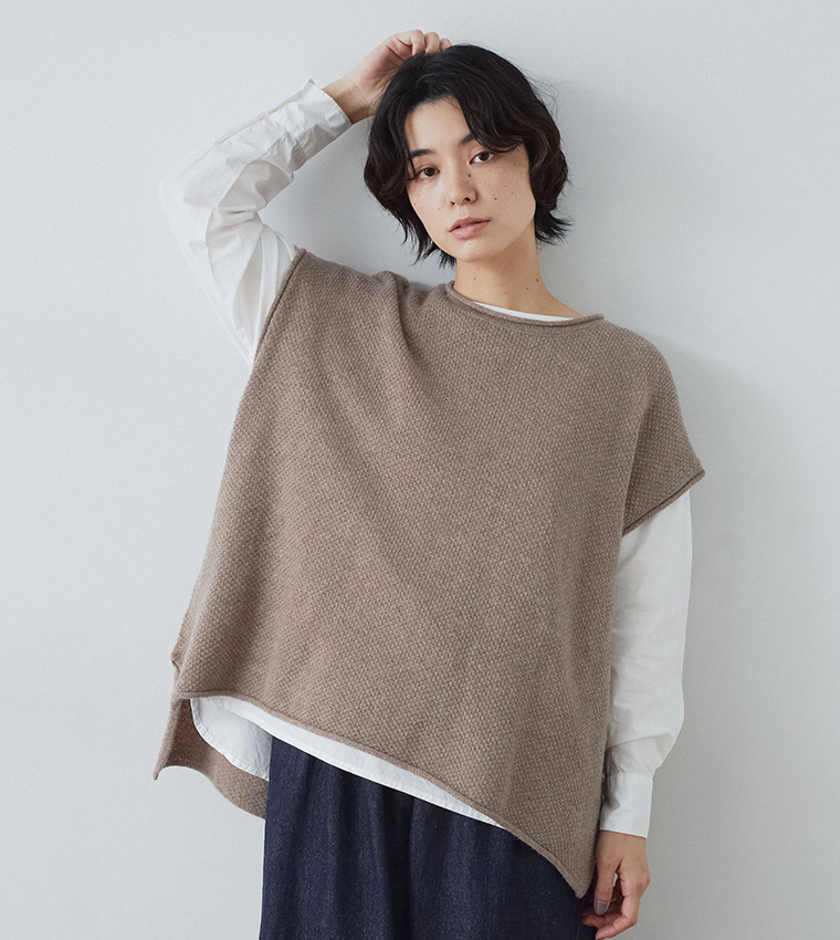 Bliss bunch ラムナイロン 鹿の子 ワイドドロップベスト