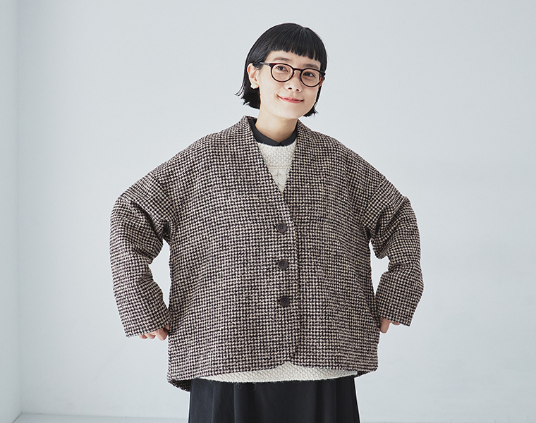 le ciel a temps doux  別注｜レトロチェックノーカラージャケット