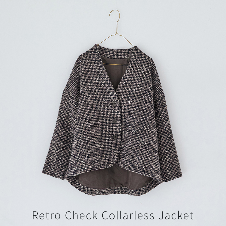 le ciel a temps doux  別注｜レトロチェックノーカラージャケット