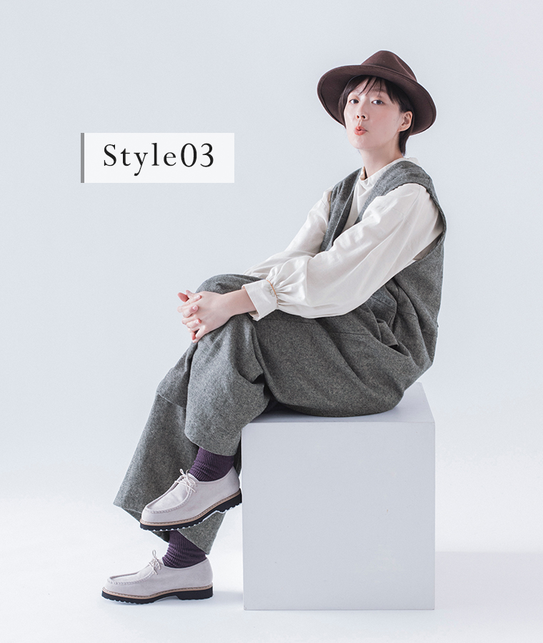 【 &yarn 】起毛ツイルサロペット style03
