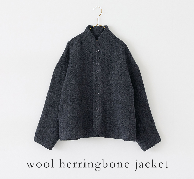 ICHI Antiquités ウールヘリンボーンジャケット 掛け画像