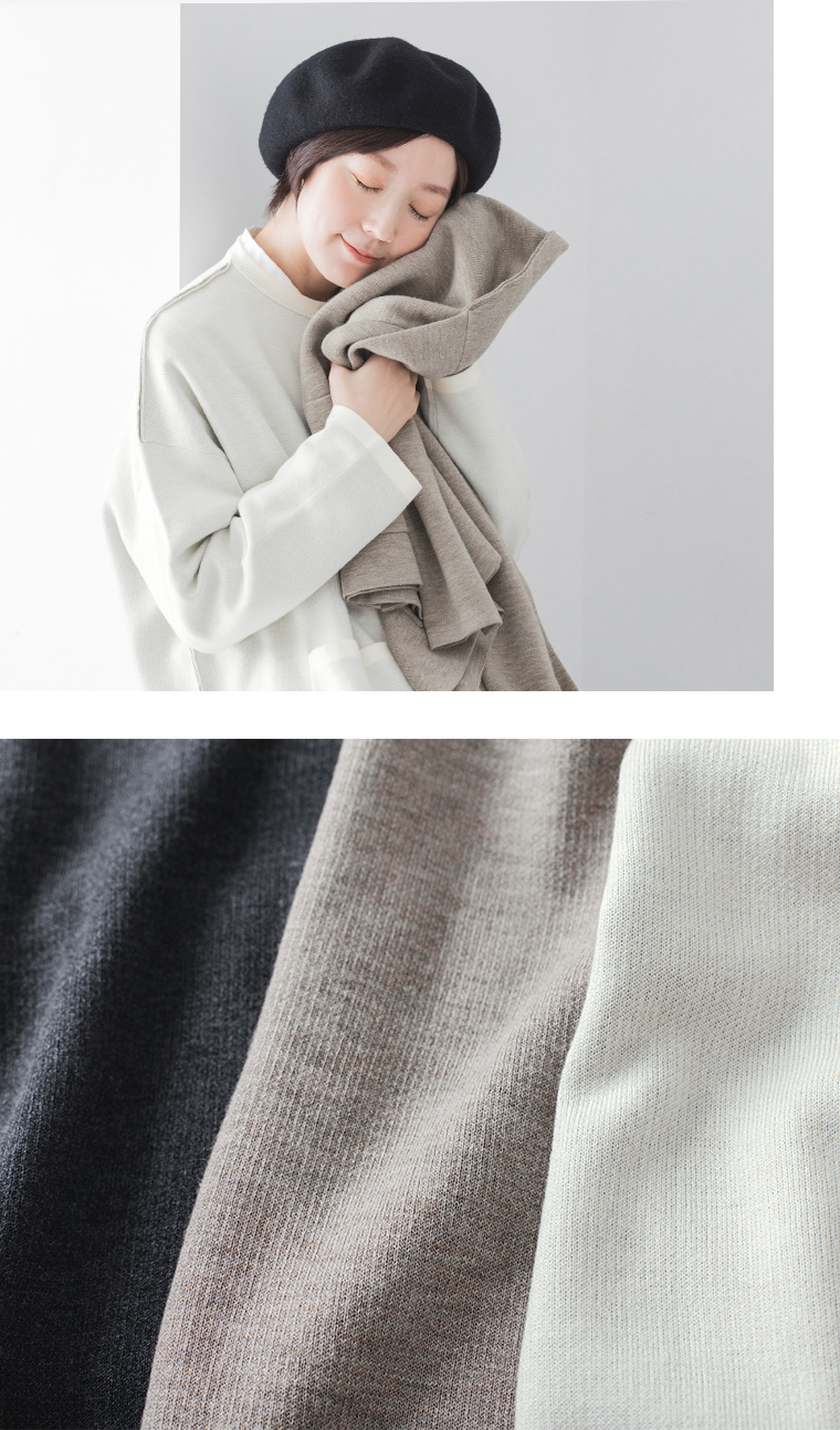 &yarn 裏地配色ニットカーディガン頬ずりカットと生地アップ
