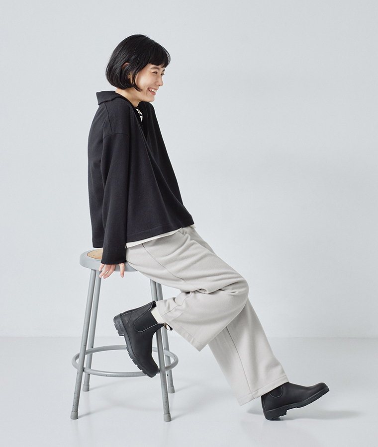 【 Blundstone 】サイドゴアレインシューズ ブラック 全身コーディネート