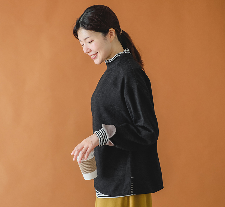 【 le colis 】ニュアンスモールクロススタンダードカラーTEEブラウス トップス寄り