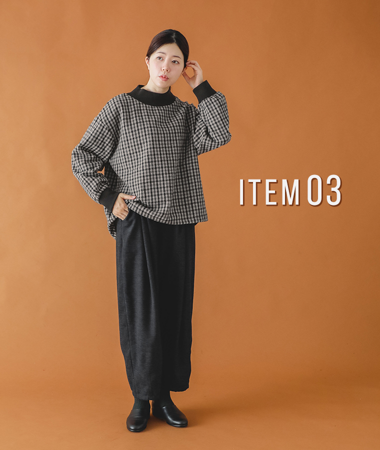 【 le colis 】フェイクウールチェック×ニットソードロストヘムプルオーバー