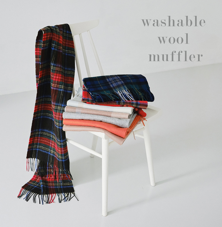 CNK 洗えるウールタータンチェックマフラー