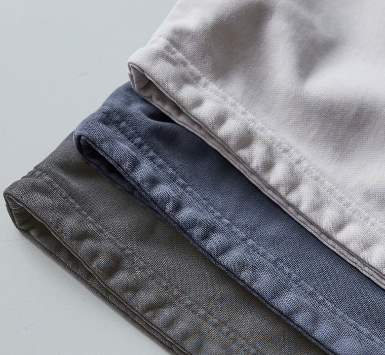 &yarn 裏毛ガーメントダイ加工ワイドフーディの生地アップ