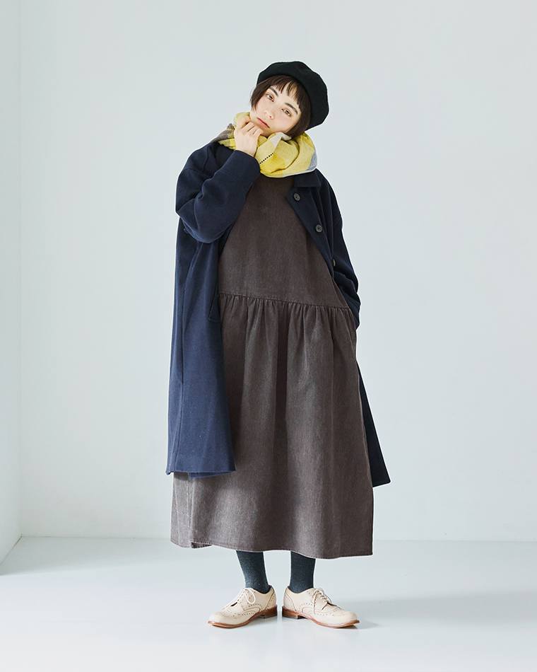 LUPILIEN by natulan アンティークツイルジャンパースカート チャコールの風合い