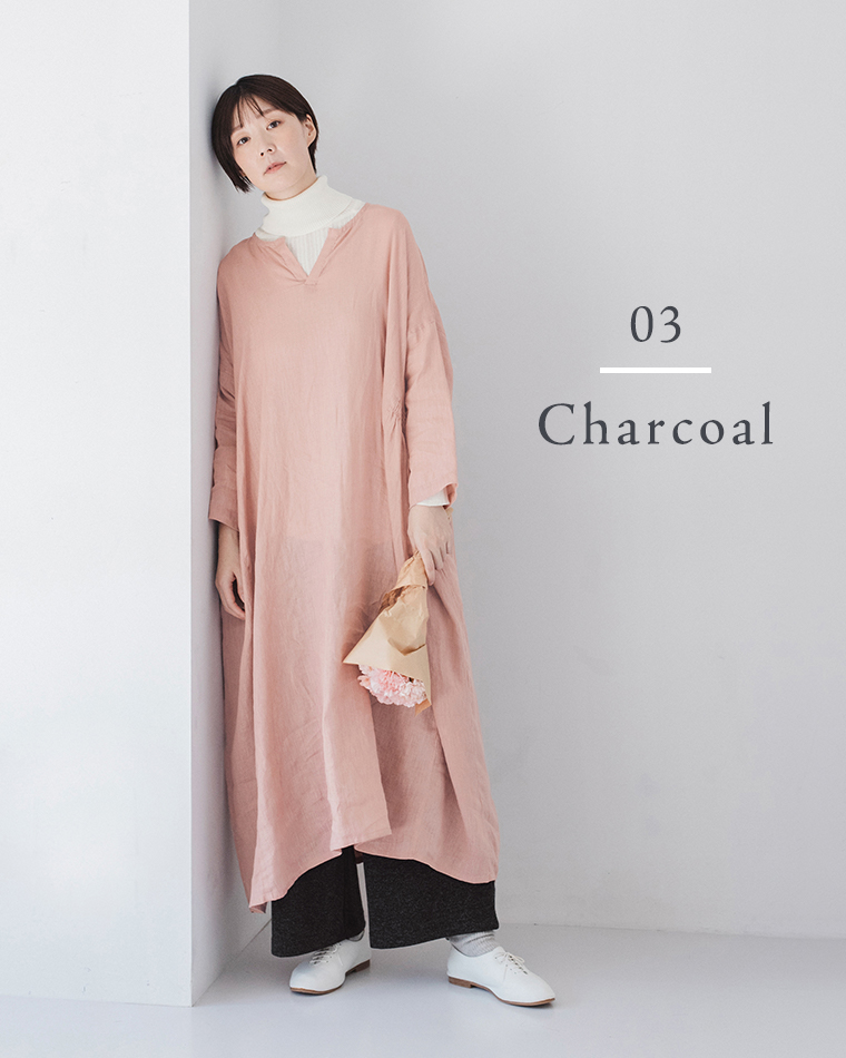 【 &yarn 】ニットワイドパンツ style03 チャコール