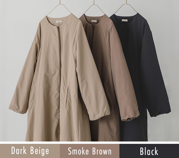 【 m.n 】バルーン中綿ノーカラーロングコート