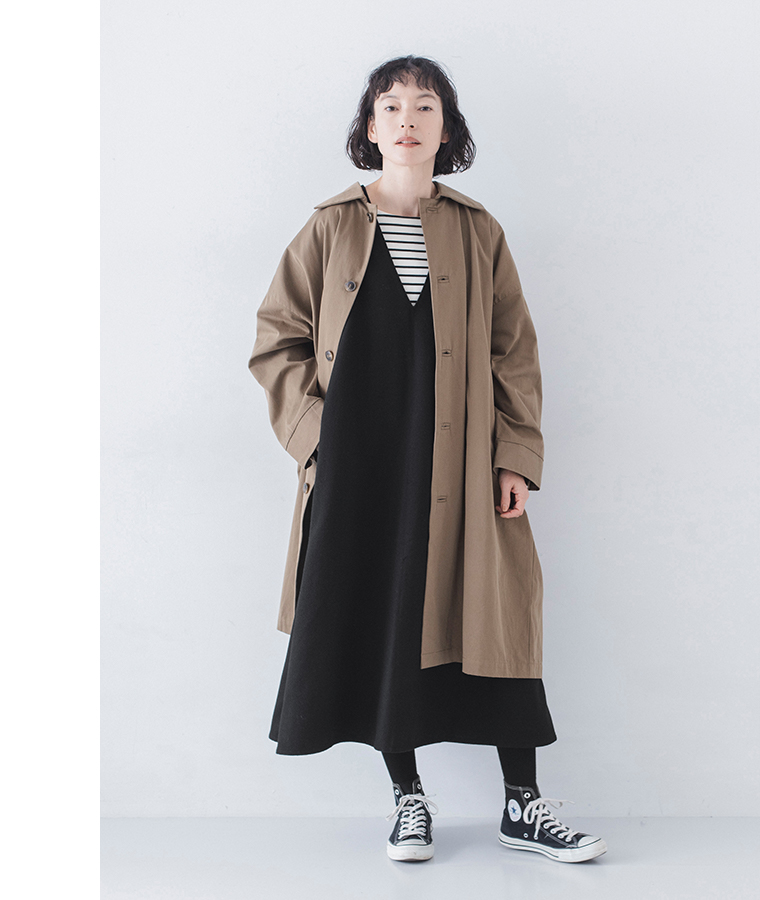 HEAVENLY  ウールミックスジャンパースカート ブラック カジュアル コート合わせ