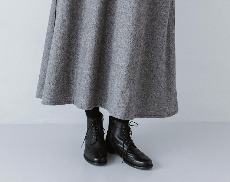 HEAVENLY  ウールミックスジャンパースカート グレー 裾寄り