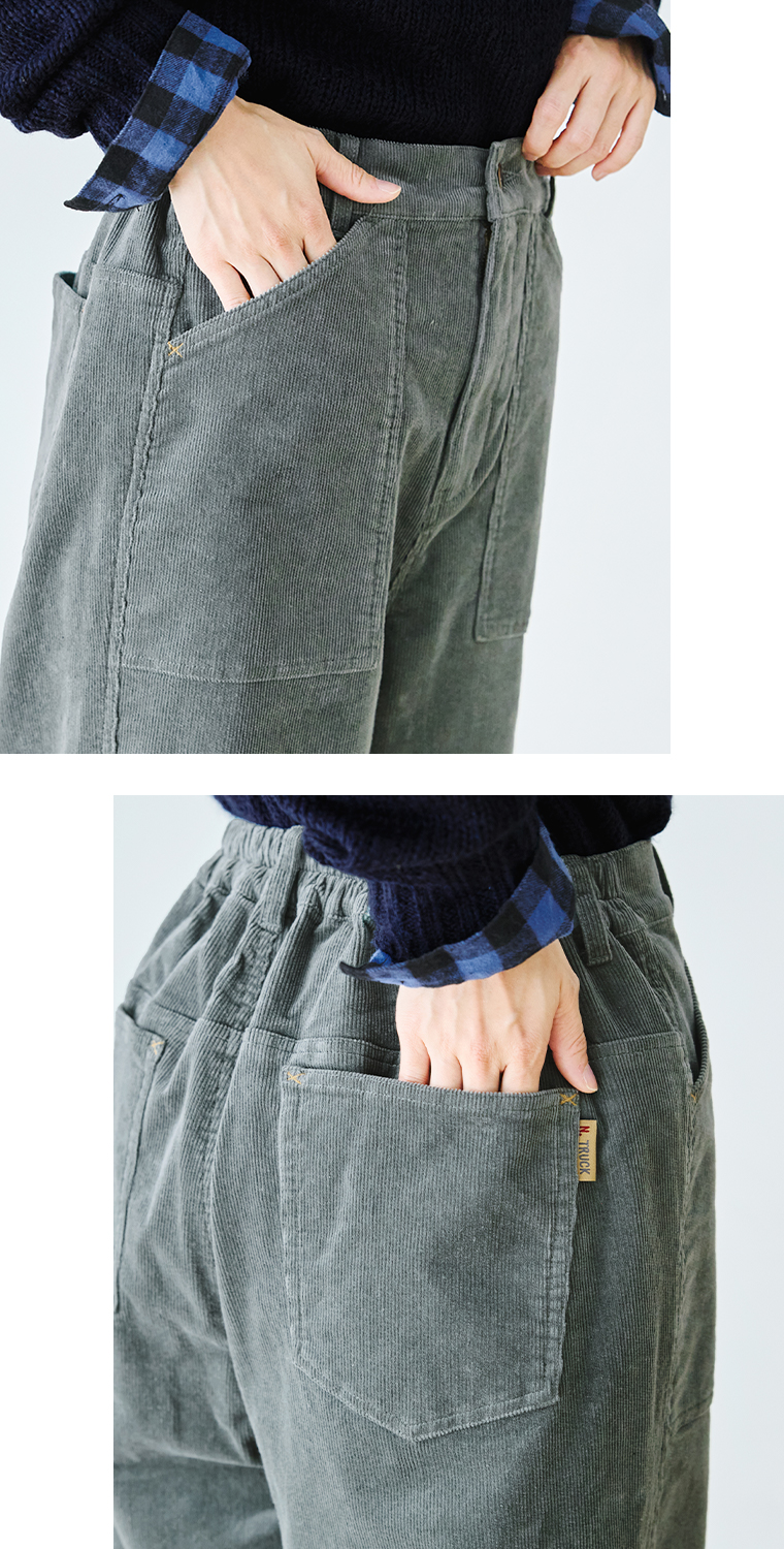 NORTHERN TRUCK コーデュロイワークストレートパンツの前後ポケット寄り