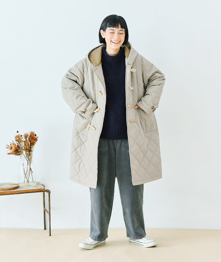 NORTHERN TRUCK コーデュロイワークストレートパンツ(グレー)の全身前