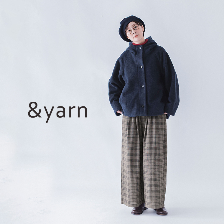 &yarn ブークレ フードショートコート