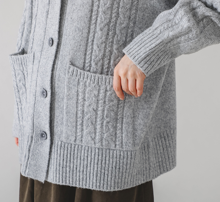 【 NORTHERN TRUCK 】ケーブニットハイネックカーディガン ポケット＆ケーブル柄