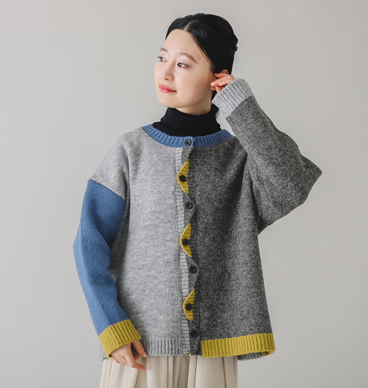 【 COLORK 】ニット配色カーディガン トップス寄り