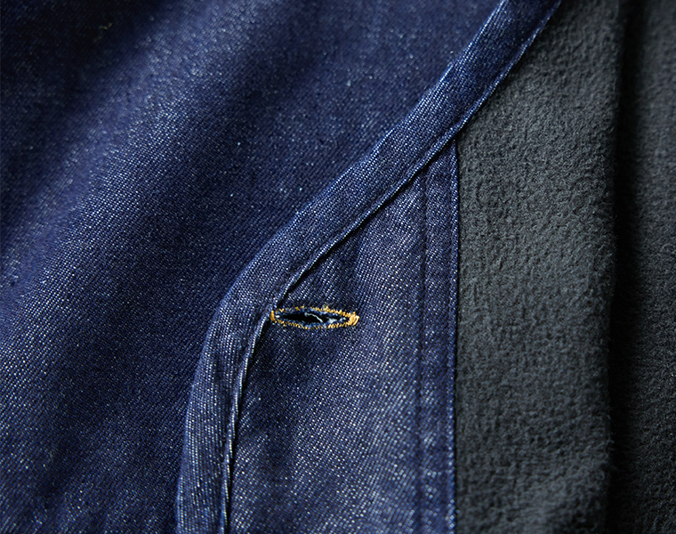 homeworking  裏ボアデニムあたたかノーカラージャケット 裏地