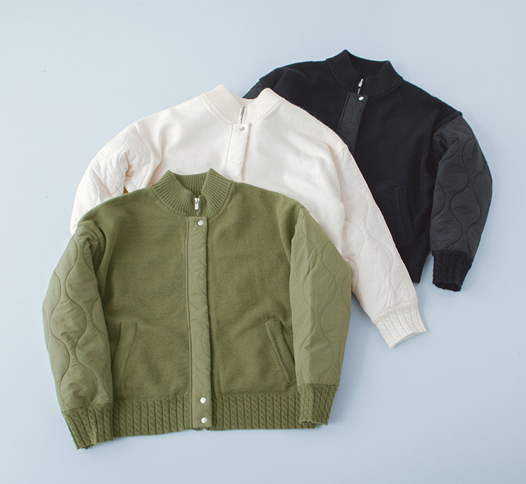 &yarnキルティングニットブルゾンのデザイン