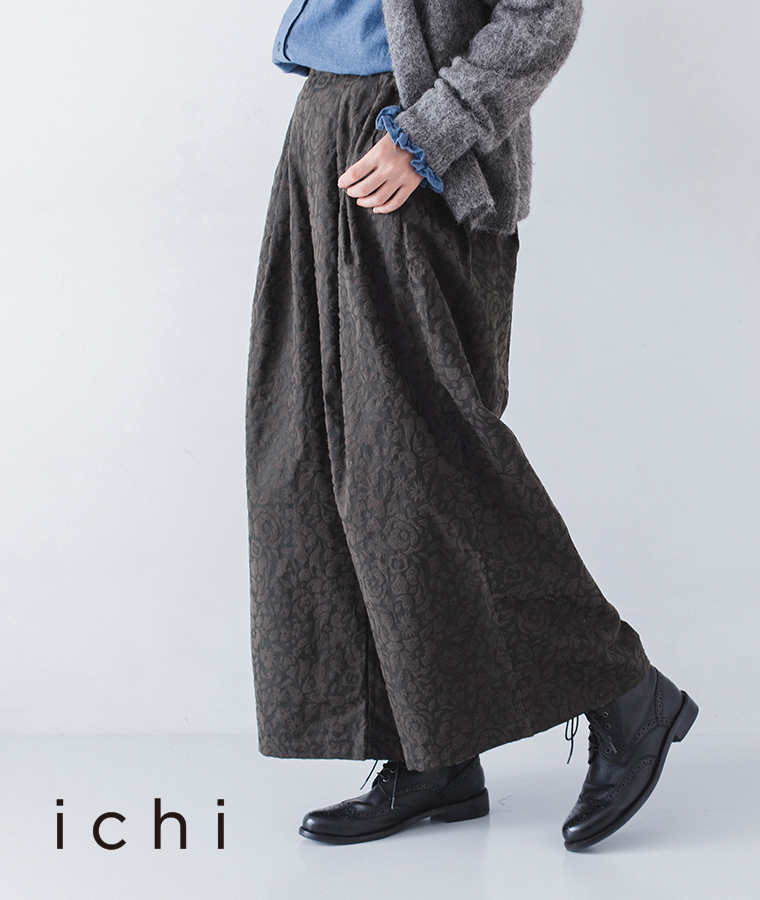 ichi ビエラ起毛フラワーセミワイドパンツのご紹介