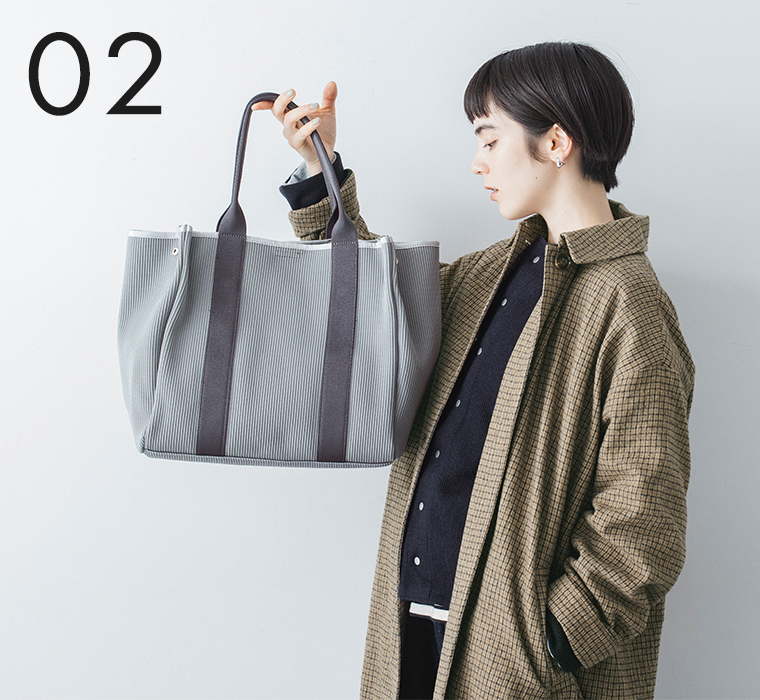 【 cache cache 】ジャカードニットスクエアビックトート グレー